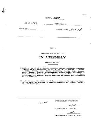 NYS Bill and Veto Jackets: 1999, Chapter 585