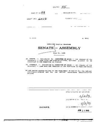 NYS Bill and Veto Jackets: 1999 Chapter 75