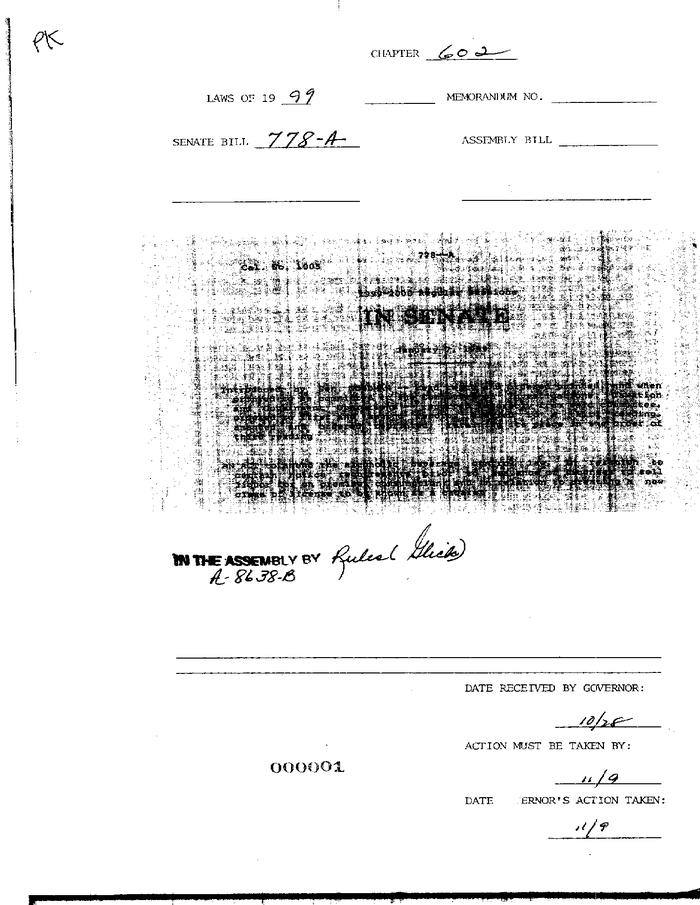 NYS Bill and Veto Jackets: 1999, Chapter 602