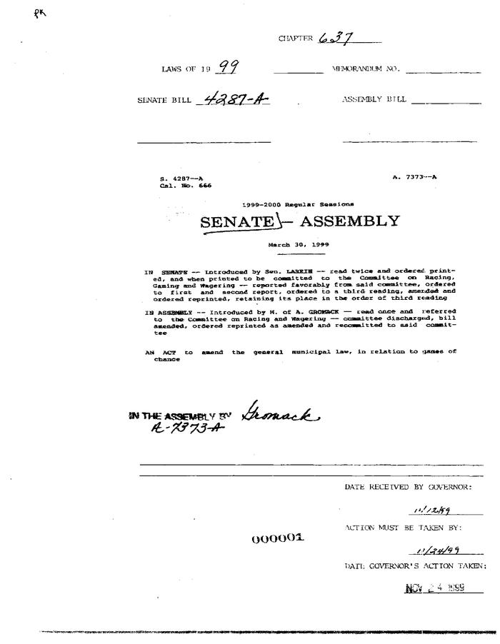 NYS Bill and Veto Jackets: 1999, Chapter 637
