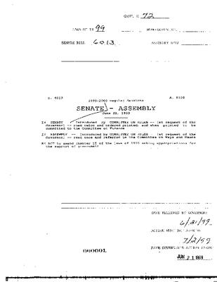 NYS Bill and Veto Jackets: 1999 Chapter 72