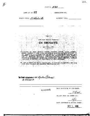 NYS Bill and Veto Jackets: 1999, Chapter 580