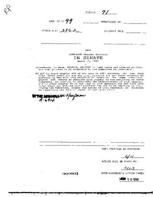 NYS Bill and Veto Jackets: 1999, Chapter 71