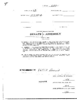 NYS Bill and Veto Jackets: 1999, Chapter 632
