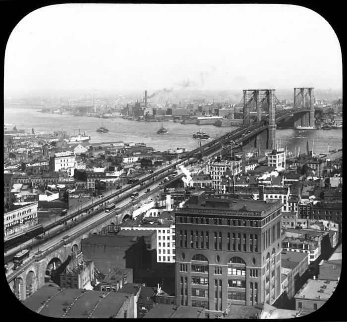 New York City. Panorama & Brooklyn Bridge.