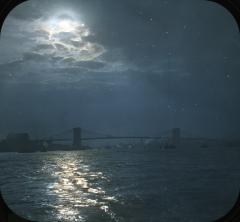 New York City. Brooklyn Bridge at night.