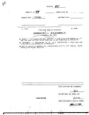 NYS Bill and Veto Jackets: 1999, Chapter 85