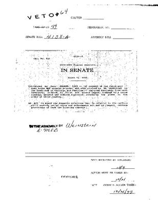 NYS Bill and Veto Jackets: 1999, Veto 64