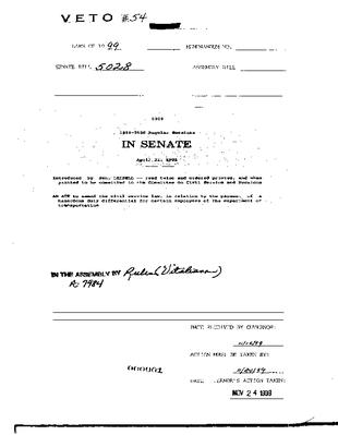 NYS Bill and Veto Jackets: 1999, Veto 54