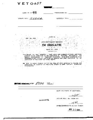 NYS Bill and Veto Jackets: 1999, Veto 57
