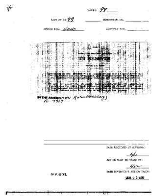 NYS Bill and Veto Jackets: 1999 Chapter 98