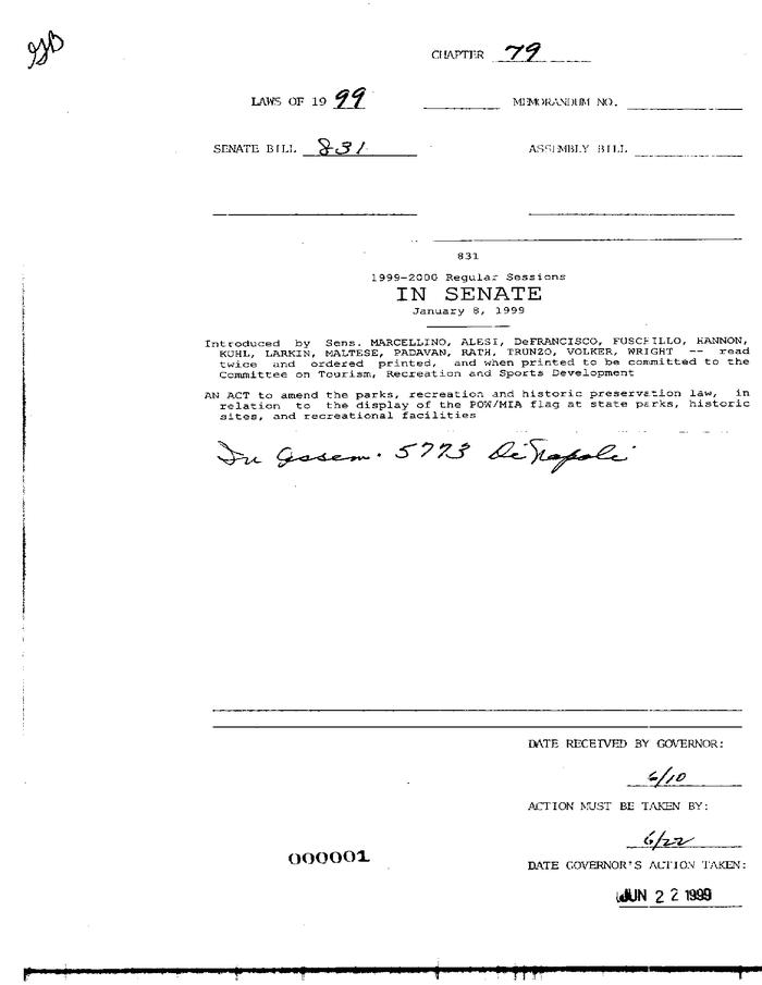 NYS Bill and Veto Jackets: 1999, Chapter 79