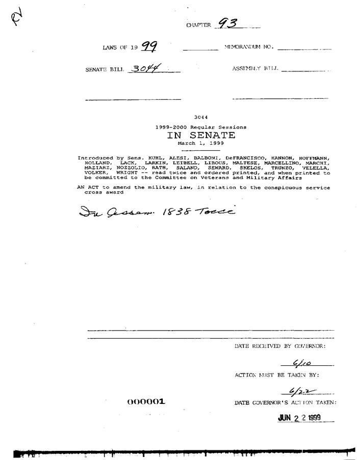 NYS Bill and Veto Jackets: 1993, Chapter 93