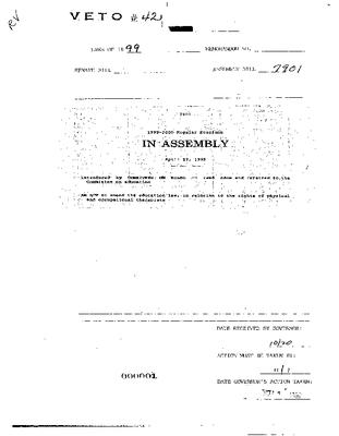 NYS Bill and Veto Jackets: 1999, Veto 42