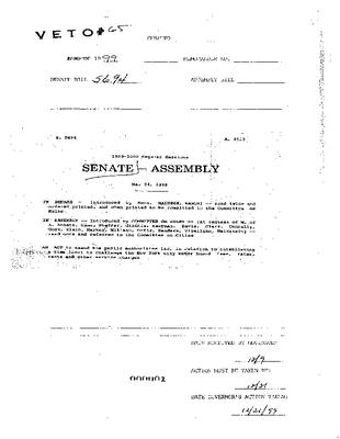 NYS Bill and Veto Jackets: 1999, Veto 65