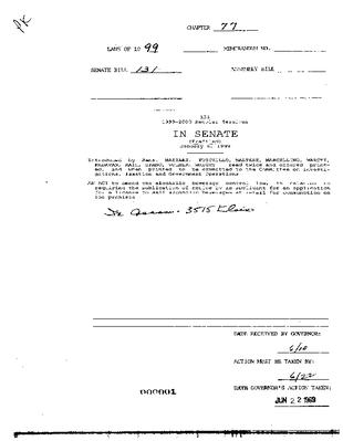 NYS Bill and Veto Jackets: 1999, Chapter 77