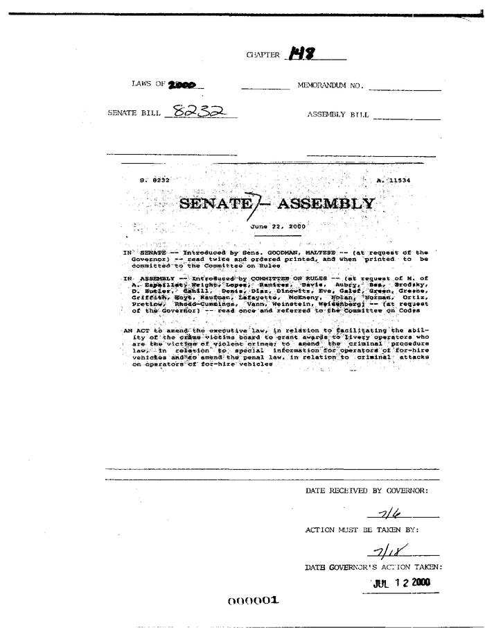 NYS Bill and Veto Jackets: 2000, Chapter 148