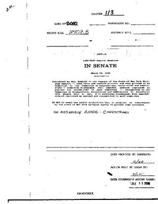 NYS Bill and Veto Jackets: 2000, Chapter 113