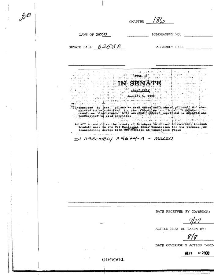NYS Bill and Veto Jackets: 2000, Chapter 186