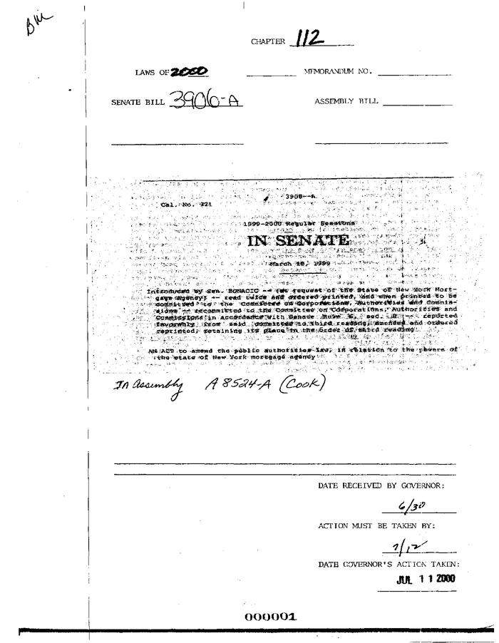 NYS Bill and Veto Jackets: 2000, Chapter 112