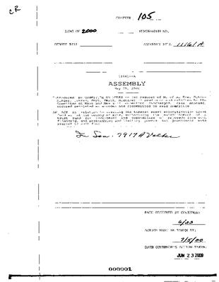 NYS Bill and Veto Jackets: 2000, Chapter 105