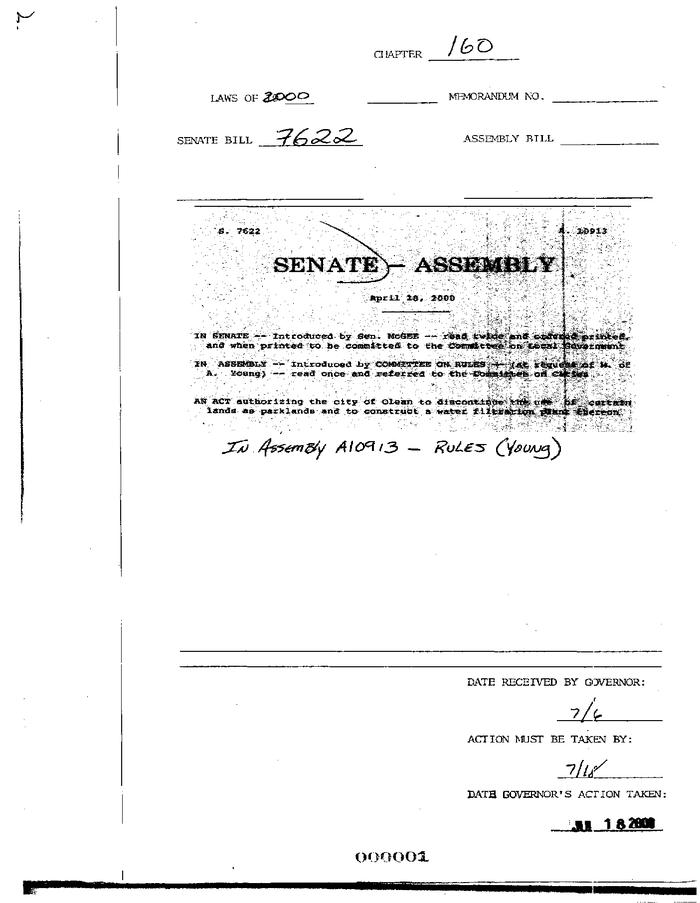 NYS Bill and Veto Jackets: 2000, Chapter 160