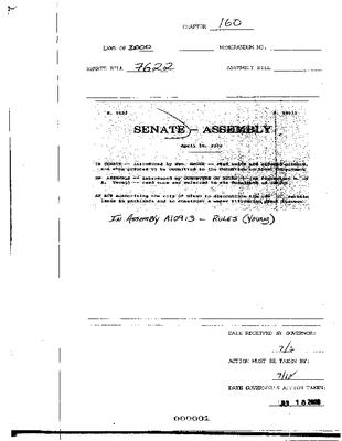 NYS Bill and Veto Jackets: 2000, Chapter 160
