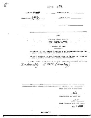 NYS Bill and Veto Jackets: 2000, Chapter 151