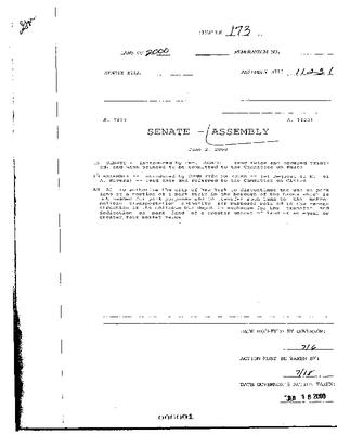 NYS Bill and Veto Jackets: 2000, Chapter 173