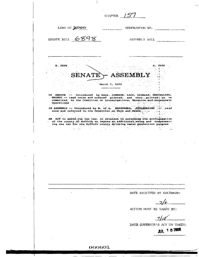 NYS Bill and Veto Jackets: 2000, Chapter 157