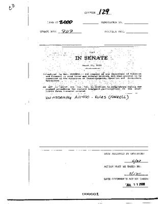 NYS Bill and Veto Jackets: 2000, Chapter 129