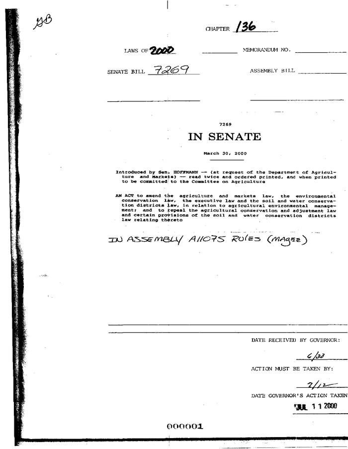NYS Bill and Veto Jackets: 2000, Chapter 136