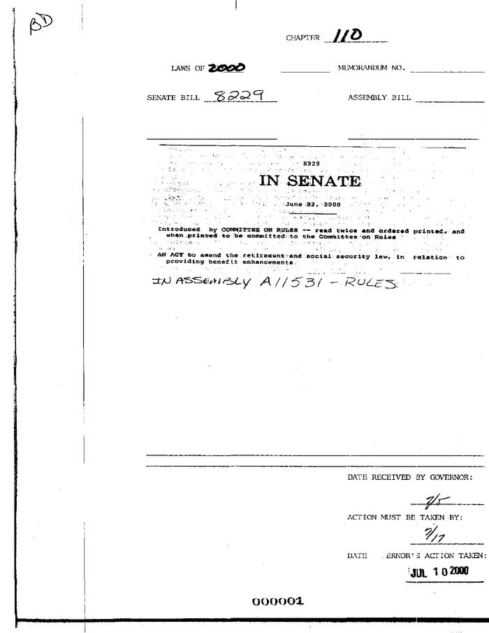 NYS Bill and Veto Jackets: 2000, Chapter 110