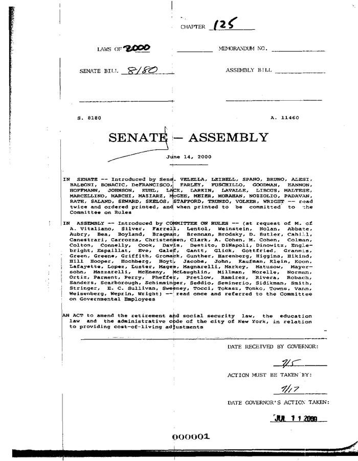 NYS Bill and Veto Jackets: 2000, Chapter 125