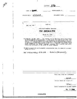 NYS Bill and Veto Jackets: 2000, Chapter 116