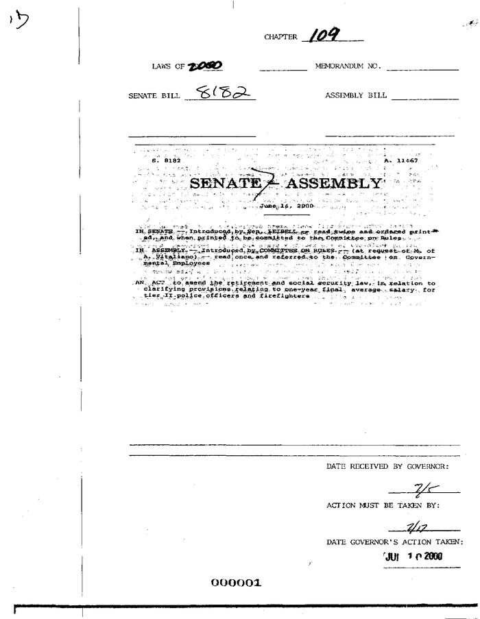 NYS Bill and Veto Jackets: 2000, Chapter 109
