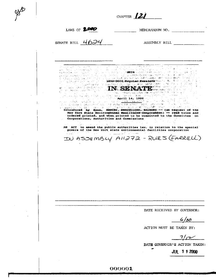 NYS Bill and Veto Jackets: 2000, Chapter 121