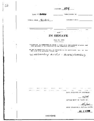 NYS Bill and Veto Jackets: 2000, Chapter 184