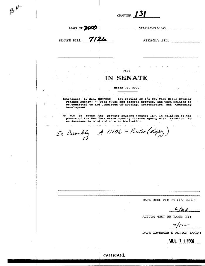 NYS Bill and Veto Jackets: 2000, Chapter 131