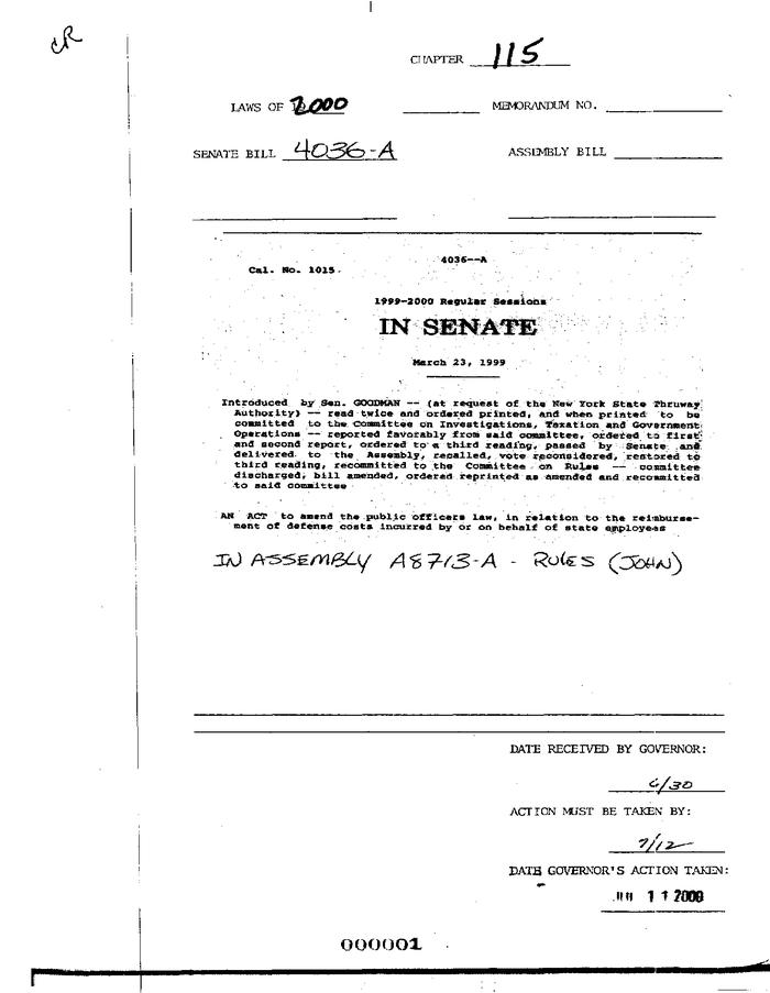 NYS Bill and Veto Jackets: 2000, Chapter 115