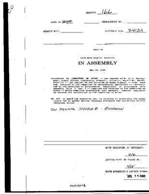NYS Bill and Veto Jackets: 2000, Chapter 166