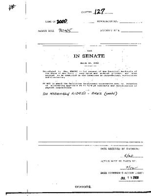NYS Bill and Veto Jackets: 2000, Chapter 127