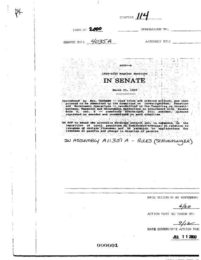 NYS Bill and Veto Jackets: 2000, Chapter 114