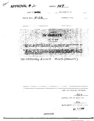 NYS Bill and Veto Jackets: 2000, Chapter 147