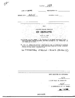 NYS Bill and Veto Jackets: 2000, Chapter 149