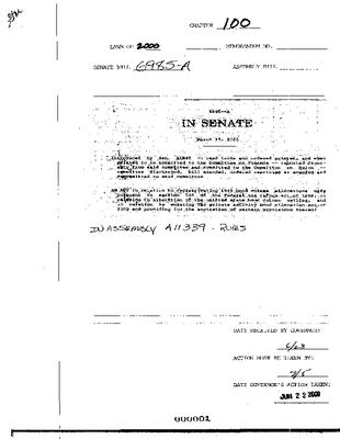 NYS Bill and Veto Jackets: 2000, Chapter 100