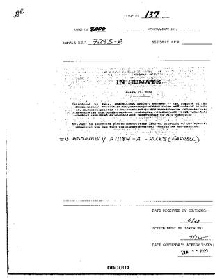 NYS Bill and Veto Jackets: 2000, Chapter 137