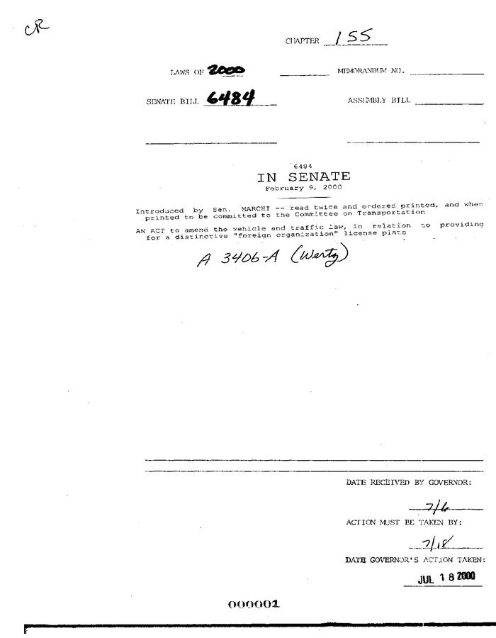 NYS Bill and Veto Jackets: 2000, Chapter 155