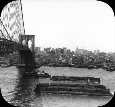 N.Y., New York City & Brooklyn Bridge from Brooklyn.