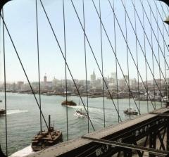 New York. East River and City from Brooklyn Bridge.